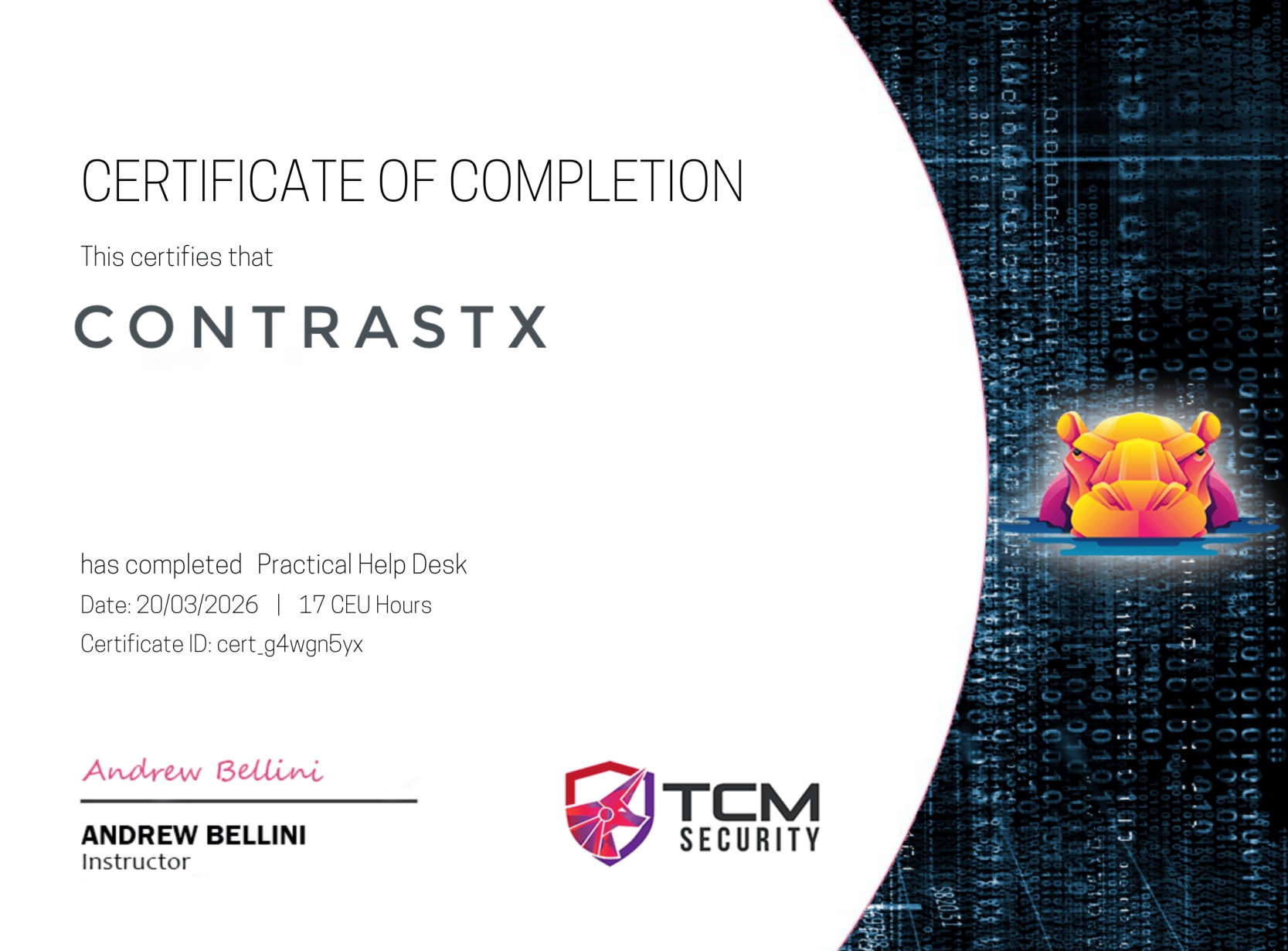 TCM Security Practical Help Desk Certificate